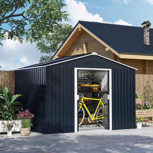 Galvanized steel garden shed, 4.9 m², weatherproof and lockable