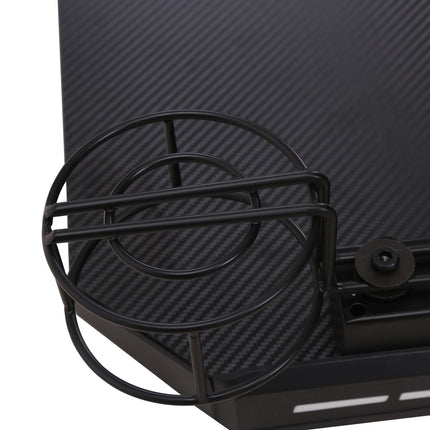 Gaming table with LED, cup holder & headphone hook, Black