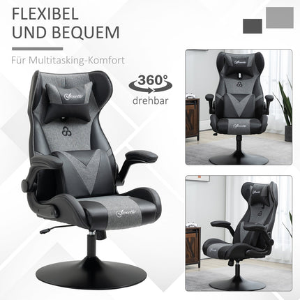 Gaming Chair, Adjustable Height, Black/Grey, Ergonomic Design