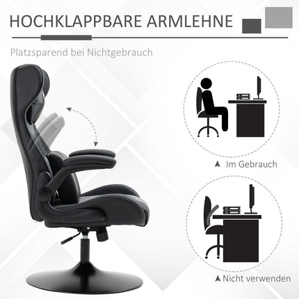 Gaming Chair, Adjustable Height, Black/Grey, Ergonomic Design