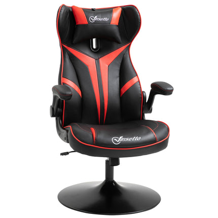 Ergonomic gaming chair with rocker, black & red steel