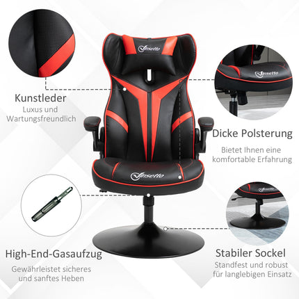 Ergonomic gaming chair with rocker, black & red steel