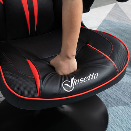 Ergonomic gaming chair with rocker, black & red steel