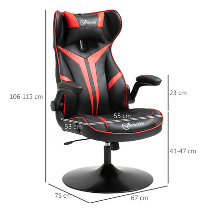 Ergonomic gaming chair with rocker, black & red steel