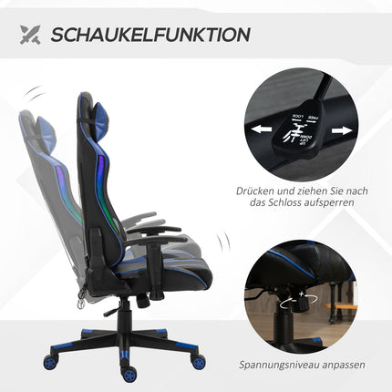Ergonomic gaming chair with LED, adjustable armrest, high back