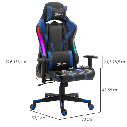 Ergonomic gaming chair with LED, adjustable armrest, high back