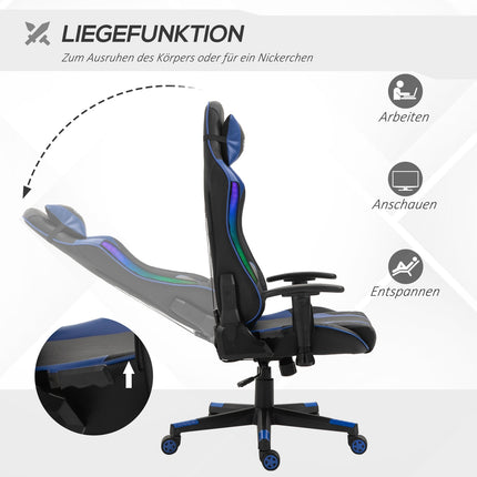 Ergonomic gaming chair with LED, adjustable armrest, high back