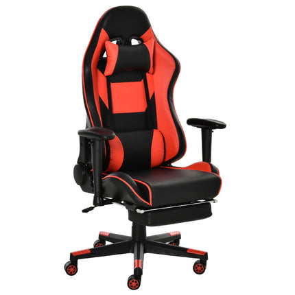 Ergonomic gaming chair with folding footrest, black