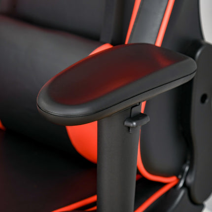 Ergonomic gaming chair with folding footrest, black