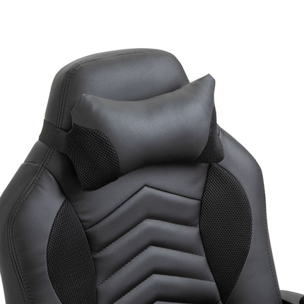 Ergonomic massage chair in black artificial leather with heat and vibration