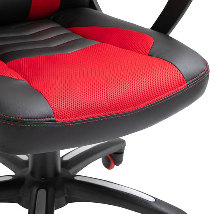 Gaming chair with heat and massage, red PU, adjustable