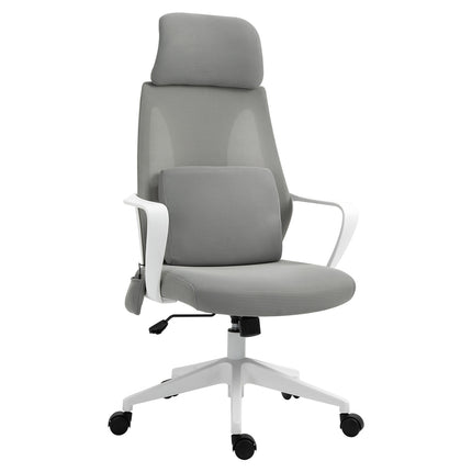 Ergonomic gaming chair with massage, swivel, gray nylon