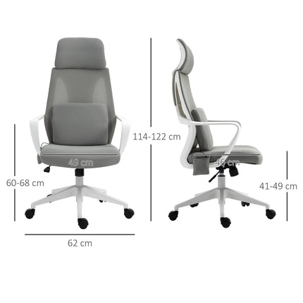 Ergonomic gaming chair with massage, swivel, gray nylon