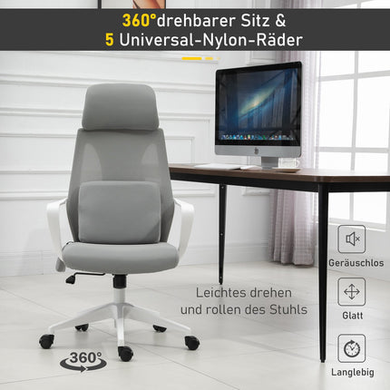 Ergonomic gaming chair with massage, swivel, gray nylon