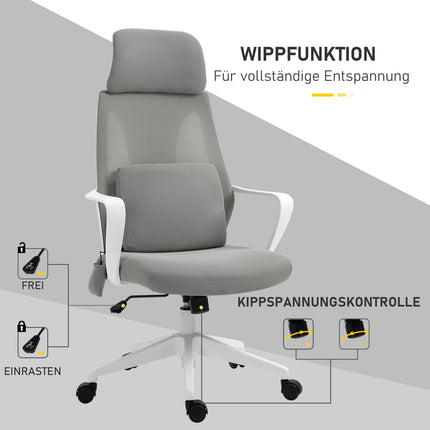 Ergonomic gaming chair with massage, swivel, gray nylon