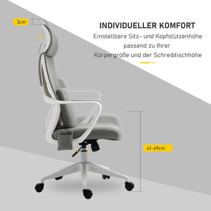 Ergonomic gaming chair with massage, swivel, gray nylon
