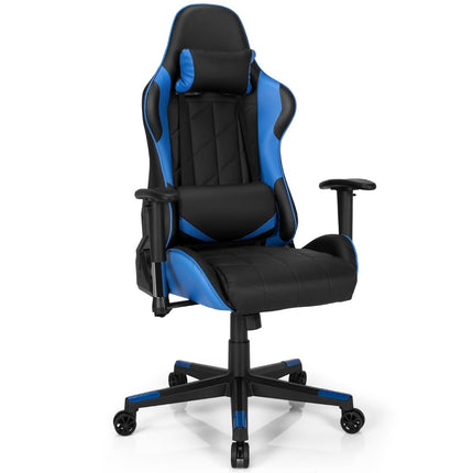 Gaming Chair, Racing Style, Adjustable Recline, Blue