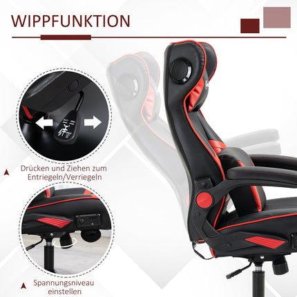 Ergonomic gaming chair with speakers, adjustable height, artificial leather