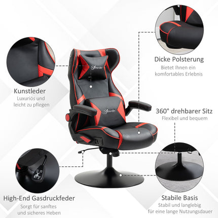 Ergonomic gaming chair with speakers, adjustable height, artificial leather