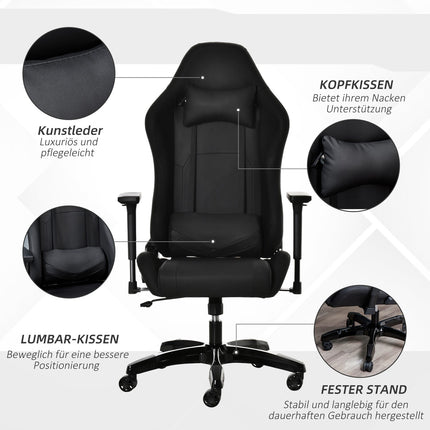 Ergonomic reclining gaming chair, artificial leather, adjustable height