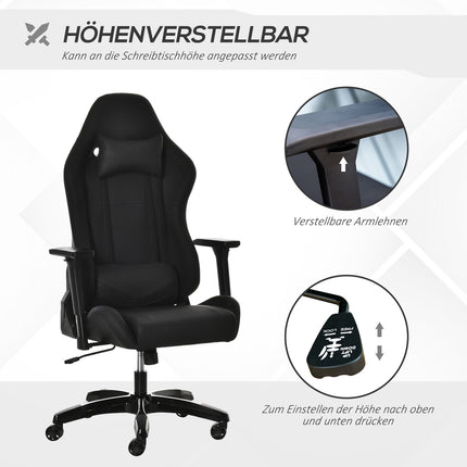 Ergonomic reclining gaming chair, artificial leather, adjustable height