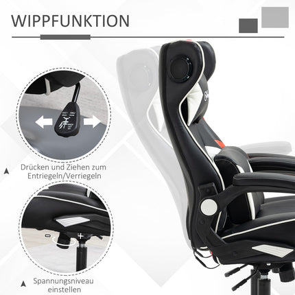 Ergonomic gaming chair with speakers, adjustable height, artificial leather