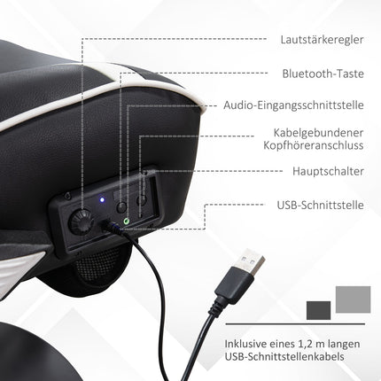 Ergonomic gaming chair with speakers, adjustable height, artificial leather