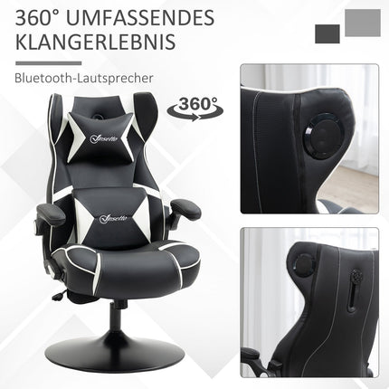 Ergonomic gaming chair with speakers, adjustable height, artificial leather