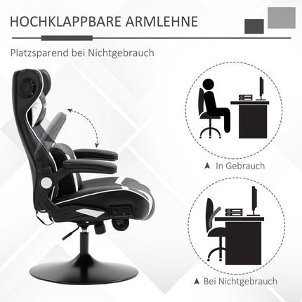Ergonomic gaming chair with speakers, adjustable height, artificial leather