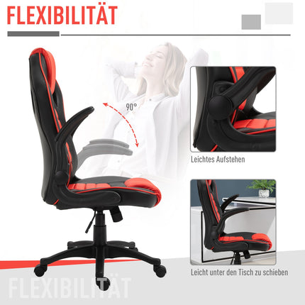 Gaming Racing Chair, Ergonomic, Adjustable, Red & Black