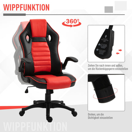 Gaming Racing Chair, Ergonomic, Adjustable, Red & Black