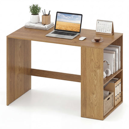 Gaming Desk 112x60 cm, 2 Open Shelves, Wood Top
