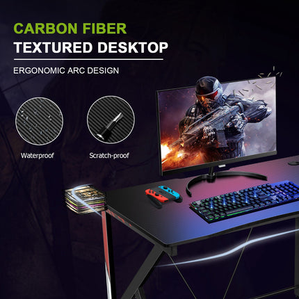 Gaming Desk 115 x 73 cm, K-Frame, Cup Holder, Storage