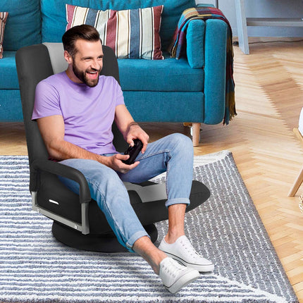 Gaming Floor Chair – 360 Swivel, Foldable Backrest, Gray