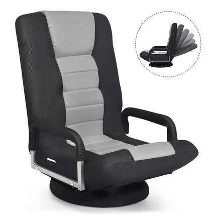 Gaming Floor Chair – 360 Swivel, Foldable Backrest, Gray