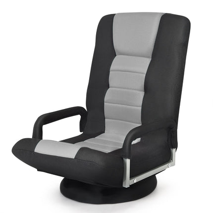 Gaming Floor Chair – 360 Swivel, Foldable Backrest, Gray