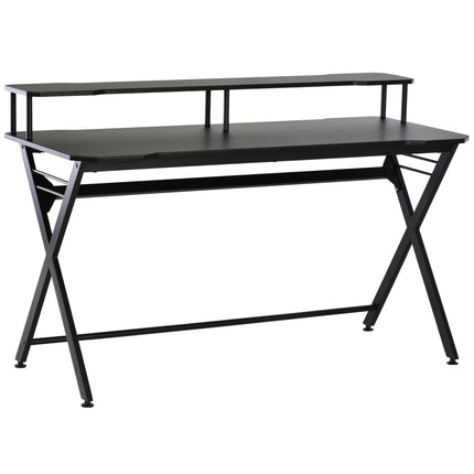 Game table with headphone hook, black steel & MDF, 120x60x90 cm