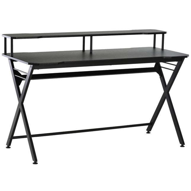 Game table with headphone hook, black steel & MDF, 120x60x90 cm