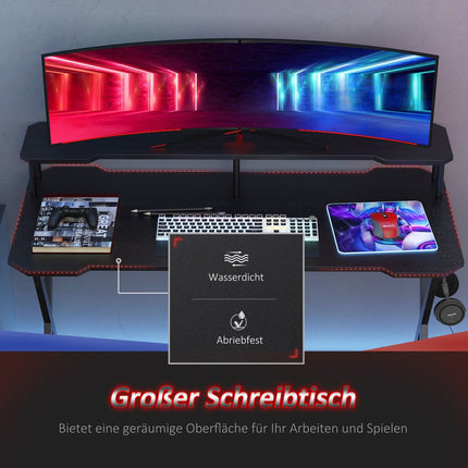 Game table with headphone hook, black steel & MDF, 120x60x90 cm