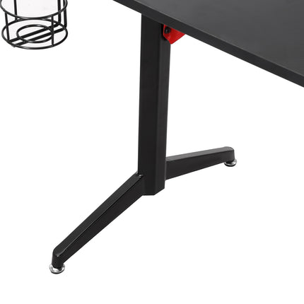 Game table with headphone hook & cup holder, black-red