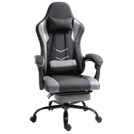 Ergonomic gaming chair, adjustable headrest & lumbar support