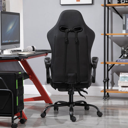 Ergonomic gaming chair, adjustable headrest & lumbar support