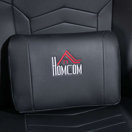 Gaming chair with massage and footrest, black leather look
