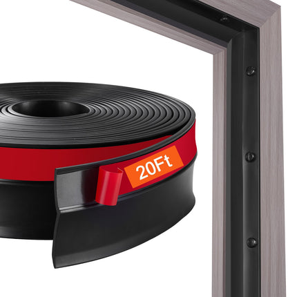 Garage Door Weather Stripping, Top and Sides, 20 Ft Black