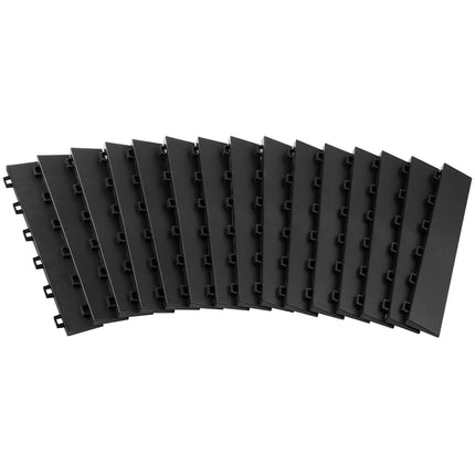 Garage Floor Mat Transition Edges, 15-Pc PP Female, Black