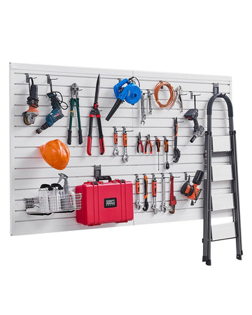 Garage Slatwall Panel, 8 x 4 ft PVC, White, Accessories
