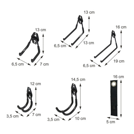 Garage Wall Hooks Set, 12-Piece PVC-Coated with Straps