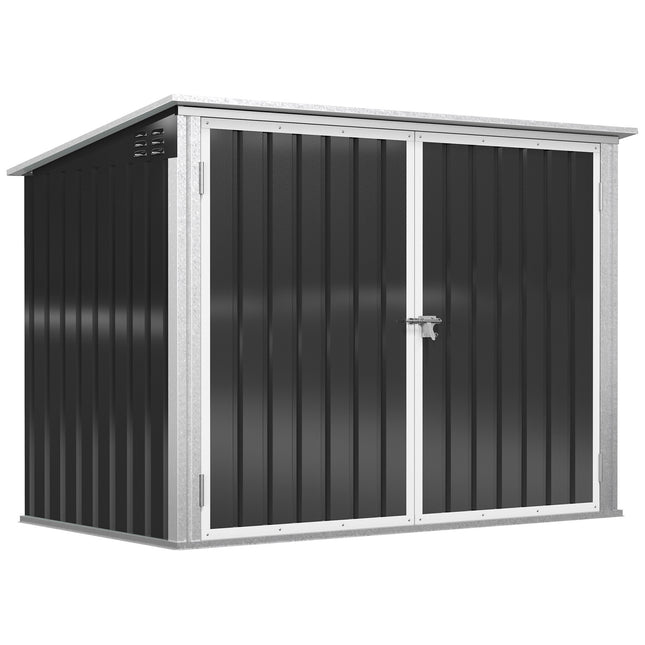 Lockable storage box in black steel dustbin, fits 2 cans