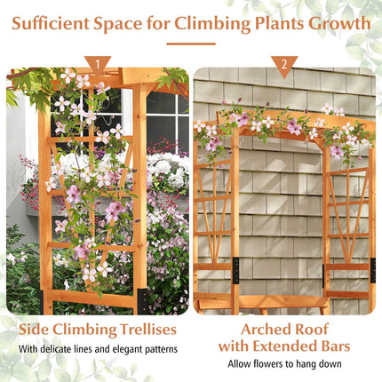 Garden Arbor Pergola With 2-Seat Bench, 6.2 Ft, Fir Wood