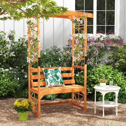 Garden Arbor Pergola With 2-Seat Bench, 6.2 Ft, Fir Wood
